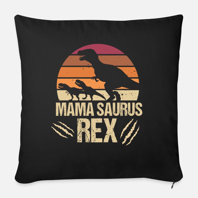 Mère de dinosaure Mamasaurus Rex drôle - Housse de coussin décorative 45 x 45 cm - noir