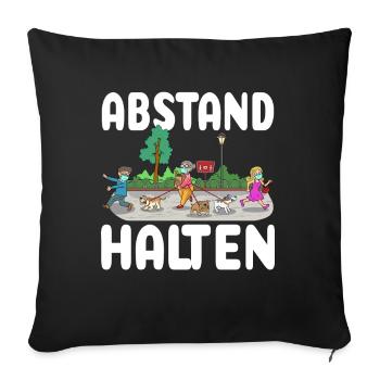 Abstand Halten Oma Hunde Gassi Sicherheitsabstand - Sofakissenbezug 45 x 45 cm - Schwarz - Vorne