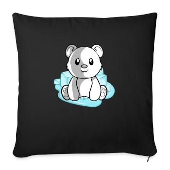 Eisbär Polarbär - Sofakissenbezug 45 x 45 cm - Schwarz - Vorne