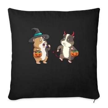 Costume d'Halloween cochon d'Inde sorcière diable - Housse de coussin décorative 45 x 45 cm - noir - Devant