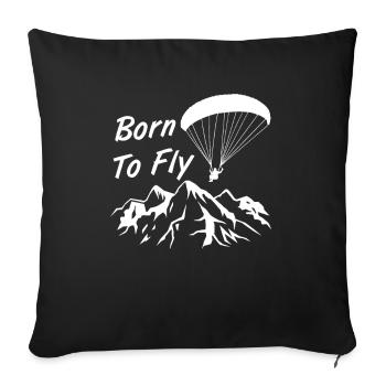 Cadeau de montagne de parapente Born To Fly Cool - Housse de coussin décorative 45 x 45 cm - noir - Devant