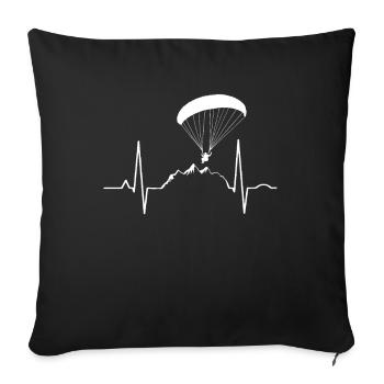 Graphique de cadeau drôle de battement de coeur de parapente - Housse de coussin décorative 45 x 45 cm - noir - Devant