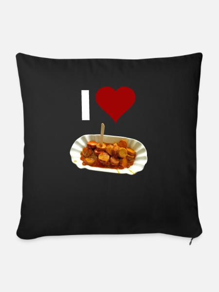 I Love Currywurst - Sofakissenbezug 45 x 45 cm - Schwarz