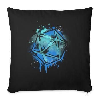 RPG Dice Tabletop Rollenspieler 20 Sided Die - Sofakissenbezug 45 x 45 cm - Schwarz - Vorne