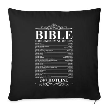 Bible Emergency Numbers Don de la Bible - Housse de coussin décorative 45 x 45 cm - noir - Devant