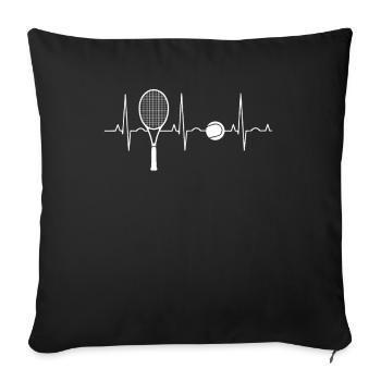 Tennis heartbeat - Sofa pillowcase 17,3'' x 17,3'' (45 x 45 cm) - black - Front