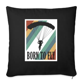 Graphique de parachutiste Born To Fly Cool - Housse de coussin décorative 45 x 45 cm - noir - Devant