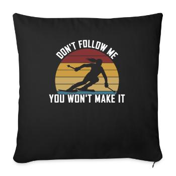 Vous ne le ferez pas cool graphique de skieur femme - Housse de coussin décorative 45 x 45 cm - noir - Devant
