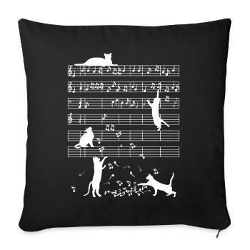 Cadeau de notes de musique de chats - Housse de coussin décorative 45 x 45 cm - noir - Devant