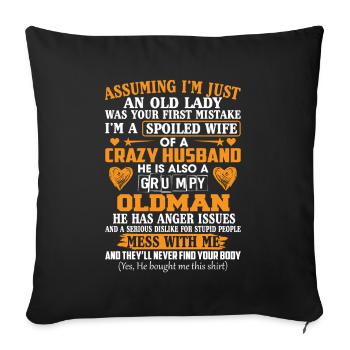 I'm A Spoiled Wife Of A Crazy Husband T Shirt - Sofakissenbezug 45 x 45 cm - Schwarz - Vorne
