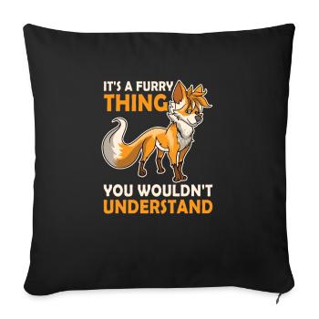 Furry Fandom Furries Fursona - Sofa pillowcase 17,3'' x 17,3'' (45 x 45 cm) - black - Front