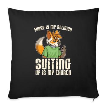Furry Fandom Furries Fursona - Sofa pillowcase 17,3'' x 17,3'' (45 x 45 cm) - black - Front