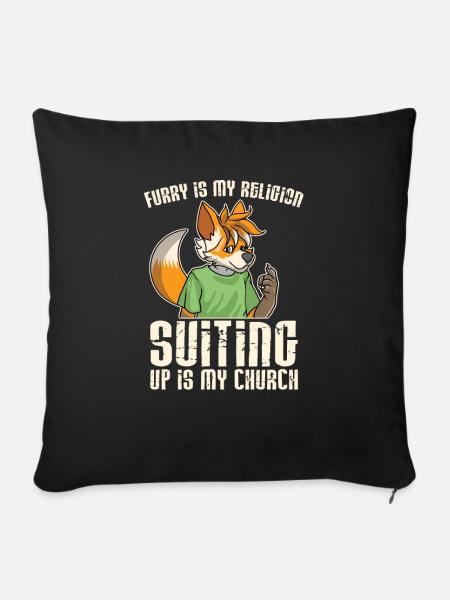 Furry Fandom Furries Fursona - Sofa pillowcase 17,3'' x 17,3'' (45 x 45 cm) - black