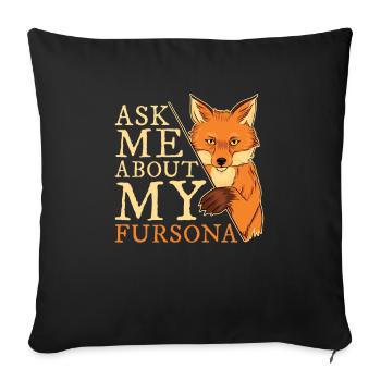 Furry Fandom Furries Fursona - Sofa pillowcase 17,3'' x 17,3'' (45 x 45 cm) - black - Front