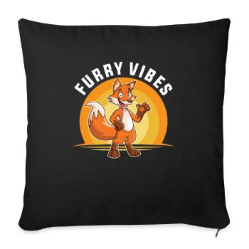 Furry Fandom Furries Fursona - Sofa pillowcase 17,3'' x 17,3'' (45 x 45 cm) - black - Front