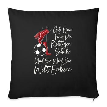 Football filles football - Housse de coussin décorative 45 x 45 cm - noir - Devant