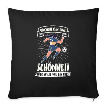 Football filles football - Housse de coussin décorative 45 x 45 cm - noir - Devant