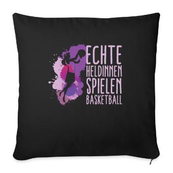 Basketball Mädchen Streetball - Sofakissenbezug 45 x 45 cm - Schwarz - Vorne