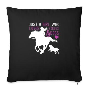 Horse & Dog Lover Dogs & Horses love - Sofa pillowcase 17,3'' x 17,3'' (45 x 45 cm) - black - Front