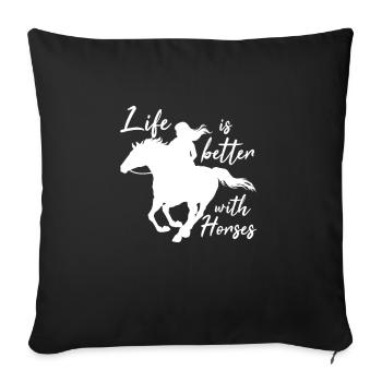La vie est meilleure avec les chevaux Les chevaux aiment les paroles - Housse de coussin décorative 45 x 45 cm - noir - Devant