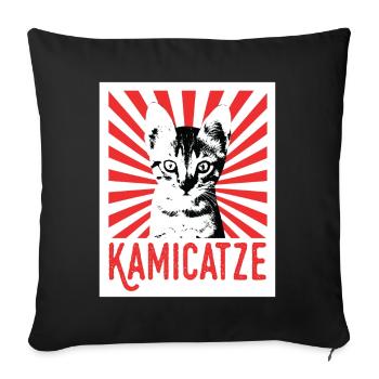 Kamicatze chat mignon chat chat grincheux chats chats - Housse de coussin décorative 45 x 45 cm - noir - Devant