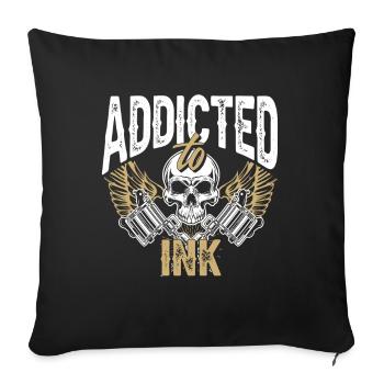 Addicted To Ink Tattoo Tattoo Artist Tattoos Gift - Housse de coussin décorative 45 x 45 cm - noir - Devant