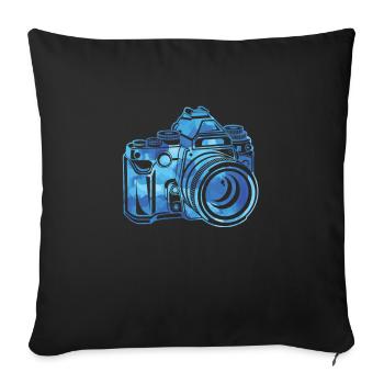 Photographe Photographe Photographie Appareil photo - Housse de coussin décorative 45 x 45 cm - noir - Devant
