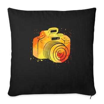Photographe Photographe Photographie Appareil photo - Housse de coussin décorative 45 x 45 cm - noir - Devant