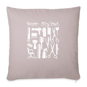 Friseur Frisör Haarstylist - Sofakissenbezug 45 x 45 cm - helles Taupe - Vorne