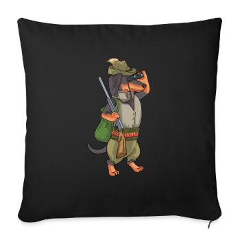 Dachshund Dressed Up Hunting Design For A Hunter - Sofa pillowcase 17,3'' x 17,3'' (45 x 45 cm) - black - Front