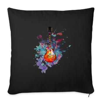 Guitariste guitare électrique - Housse de coussin décorative 45 x 45 cm - noir - Devant