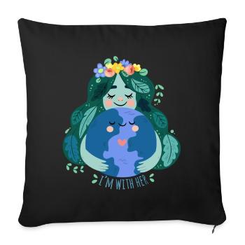 Mother earth environment nature gift - Sofa pillowcase 17,3'' x 17,3'' (45 x 45 cm) - black - Front