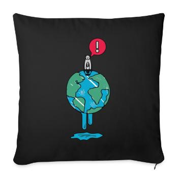 Réchauffement de la planète cadeau de l'environnement de la terre de l'ours polaire - Housse de coussin décorative 45 x 45 cm - noir - Devant