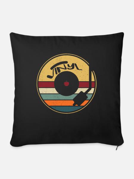 Retro Vinyl Schallplatte - Sofakissenbezug 45 x 45 cm - Schwarz