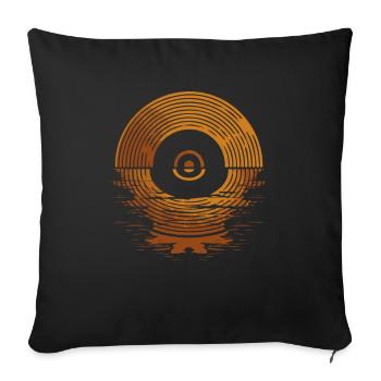 Disque vinyle rétro - Housse de coussin décorative 45 x 45 cm - noir - Devant