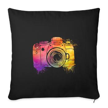 Photographe Photographe Photographie Appareil photo - Housse de coussin décorative 45 x 45 cm - noir - Devant