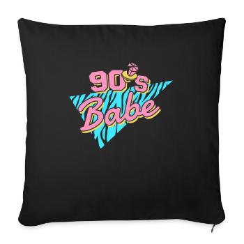90s babe 90s kid nostalgia birthday gift - Sofa pillowcase 17,3'' x 17,3'' (45 x 45 cm) - black - Front