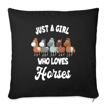 Juste une fille qui aime la conception de chevaux pour une - Housse de coussin décorative 45 x 45 cm - noir - Devant