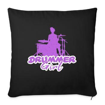 Cadeau de fille de batteur cool - Housse de coussin décorative 45 x 45 cm - noir - Devant
