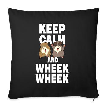 Keep Calm And Wheek Wheek Propriétaires de cobayes - Housse de coussin décorative 45 x 45 cm - noir - Devant