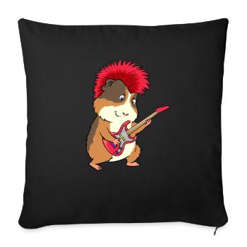 Lustiges Meerschweinchen Punk Rock Gitarre Musik - Sofa pillowcase 17,3'' x 17,3'' (45 x 45 cm) - black - Front