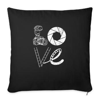 Photographe Photographe Photographie Appareil photo - Housse de coussin décorative 45 x 45 cm - noir - Devant