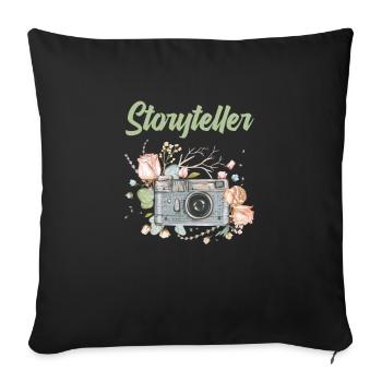 Photographe Photographe Photographie Appareil photo - Housse de coussin décorative 45 x 45 cm - noir - Devant