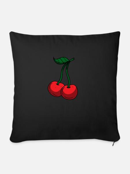 Kirsche - Sofakissenbezug 45 x 45 cm - Schwarz