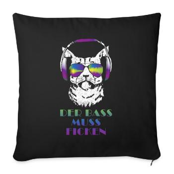 Coole Musik Katze Techno Cat Geschenk - Sofakissenbezug 45 x 45 cm - Schwarz - Vorne