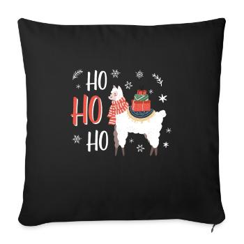 Funny gift, Hohoho Lama Christmas - Sofa pillowcase 17,3'' x 17,3'' (45 x 45 cm) - black - Front