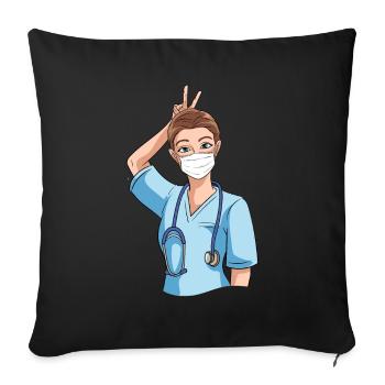 Infirmière drôle avec humour - Housse de coussin décorative 45 x 45 cm - noir - Devant