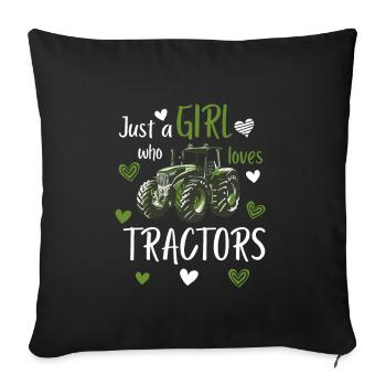 Une fille qui aime les tracteurs cadeau d’enfant du village - Housse de coussin décorative 45 x 45 cm - noir - Devant