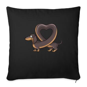 Teckel mignon faisant une forme de coeur. conception - Housse de coussin décorative 45 x 45 cm - noir - Devant