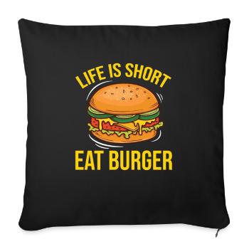 Burger Hamburger Cheeseburger - Housse de coussin décorative 45 x 45 cm - noir - Devant